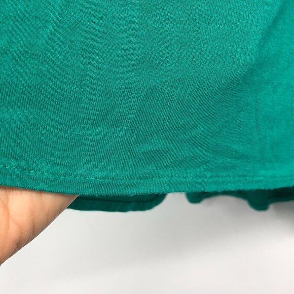 Nanette Lepore Teal Green Short Sleeve Flowy V-Neck yarn trim Blouse size L - Picture 13 of 16